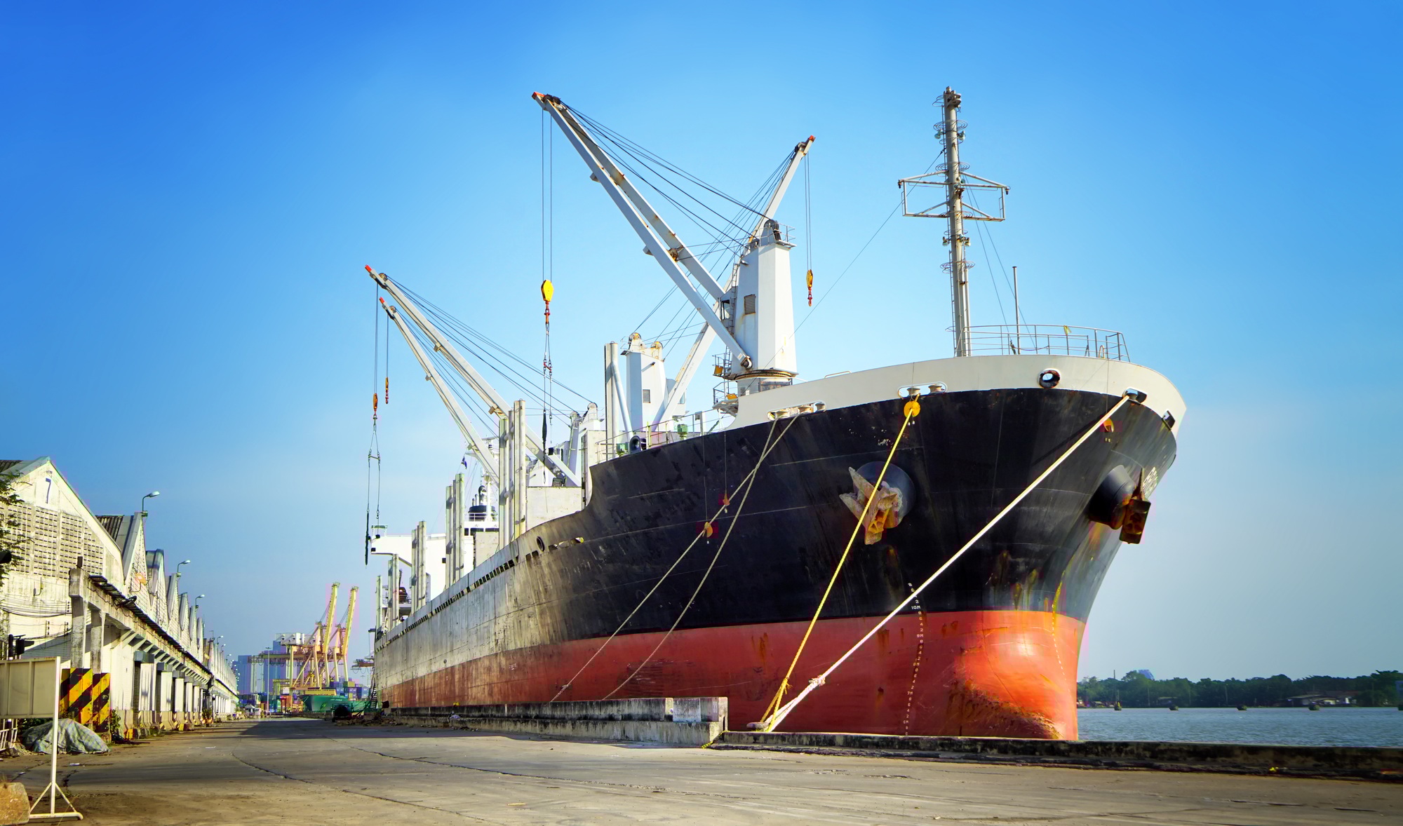Container ship at harbor